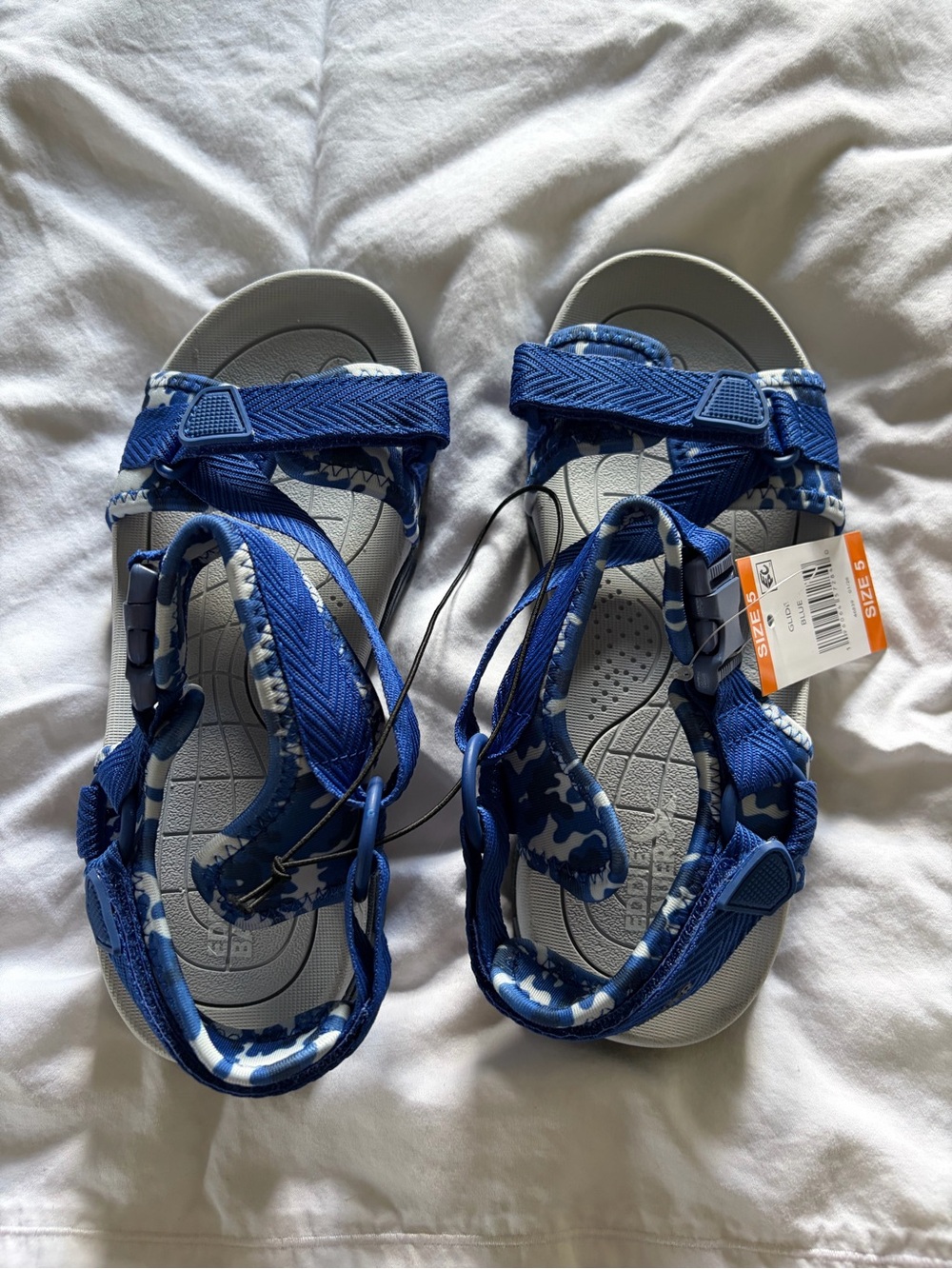 Eddie Bauer Blue and White Kids Adjustable Strappy Sandals